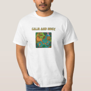 Camiseta Un gato sereno juega al borde de un estanque de ca