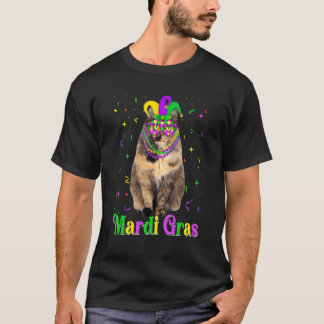 Camiseta Un gato siberiano gracioso anima al Mardi Gras C