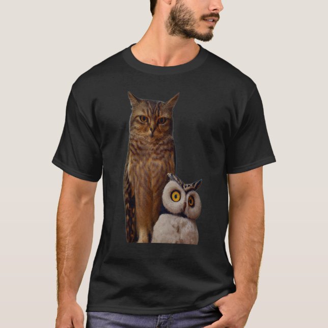 CAMISETA UN GATO Y UN BÚHO 1 (Anverso)
