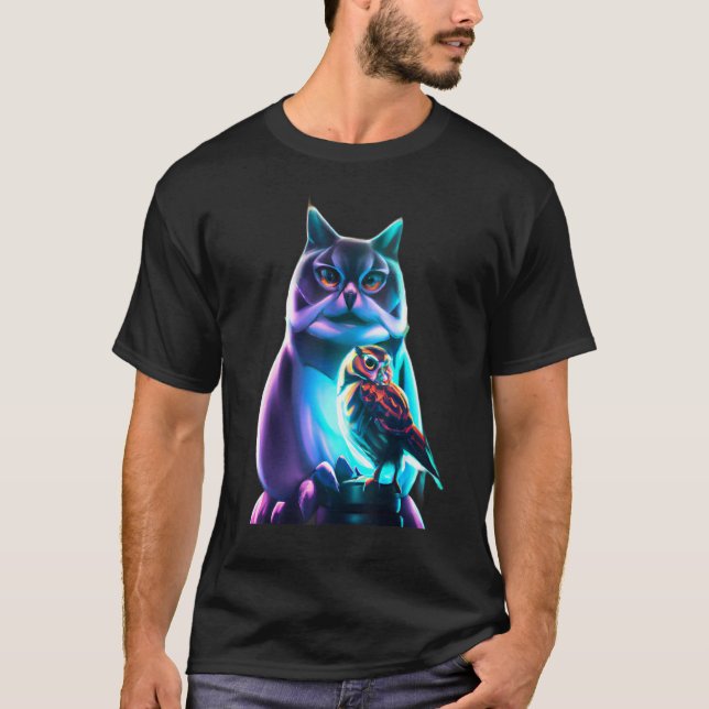 CAMISETA UN GATO Y UN BÚHO 3 (Anverso)