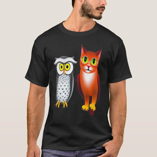 CAMISETA UN GATO Y UN BÚHO 4 (Anverso)