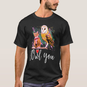 Camiseta Un Gato Y Un Búho Divertido Dueño De Mascotas Aman
