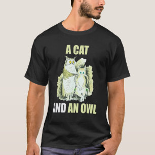 Camiseta Un Gato Y Un Búho Vintage Gato Y Búho