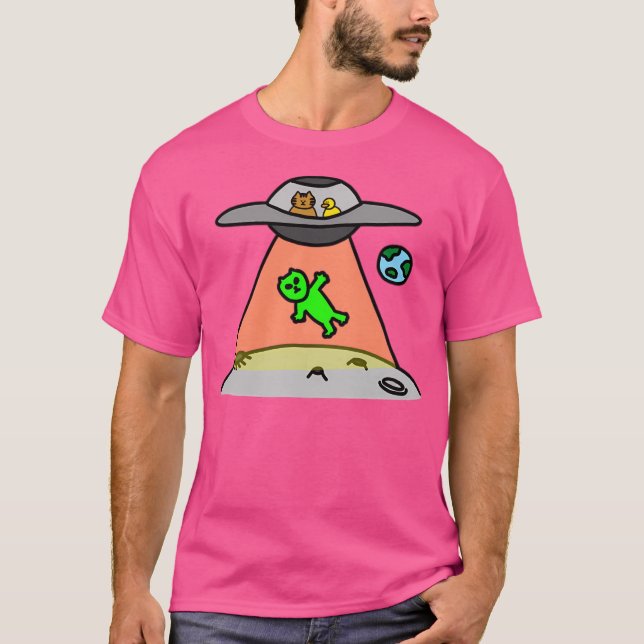 Camiseta Un Gato Y Un Pato En La Ufo (Anverso)