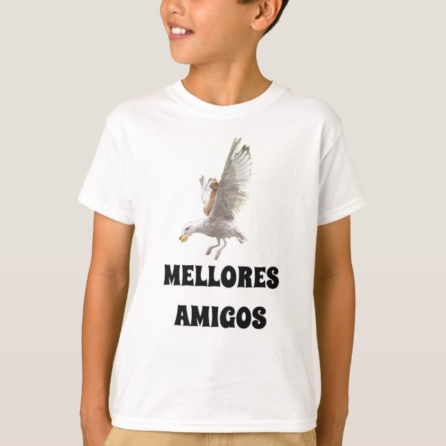 Camiseta Un gato y una gaviota y mejores amigos en Galicia (Anverso)