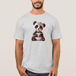 Camiseta Un gentil panda vous offre son coeur.