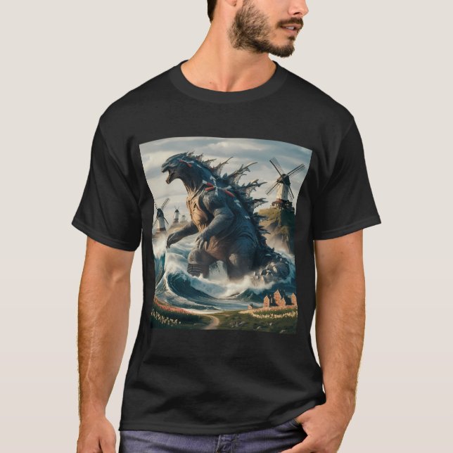 Camiseta Un gigante holandés Kaiju Titan, emergiendo de la  (Anverso)
