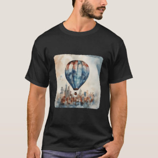 Camiseta Un Globo Aerostático Flotando Sobre Una Ciudad Ave
