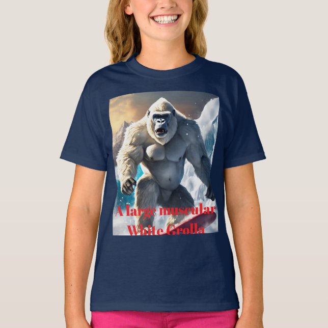 Camiseta "Un gorila blanco muscular" diseñado (Anverso)