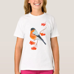 Camiseta Un gracioso bullfinch en una rama de un árbol de r