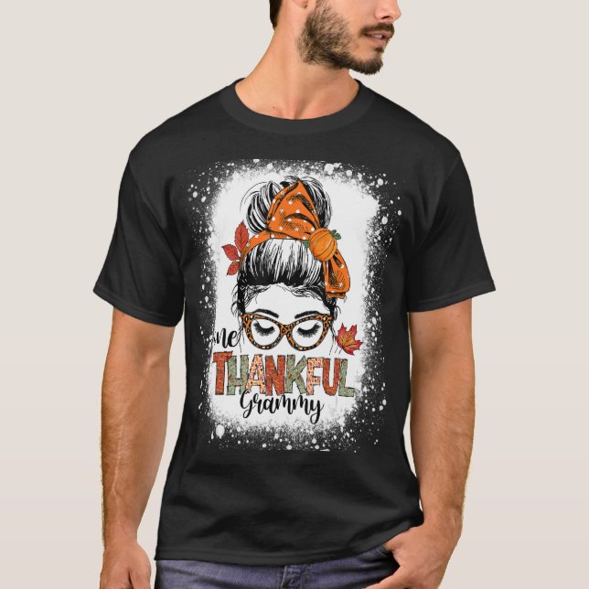 Camiseta Un Grammy Messy Bun Fall otoño en Thanksgi (Anverso)