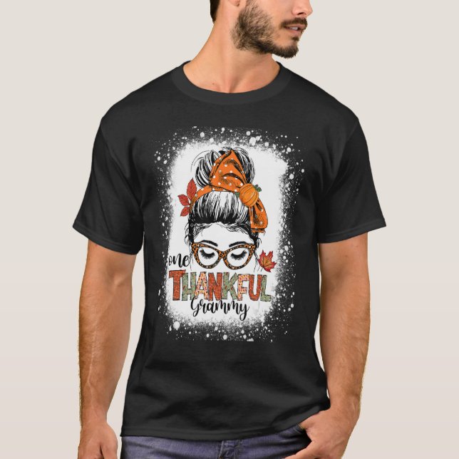 Camiseta Un Grammy Messy Bun Fall otoño en Thanksgi (Anverso)