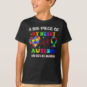 Camiseta un gran pedazo de mi autismo cardíaco y él_es mi h