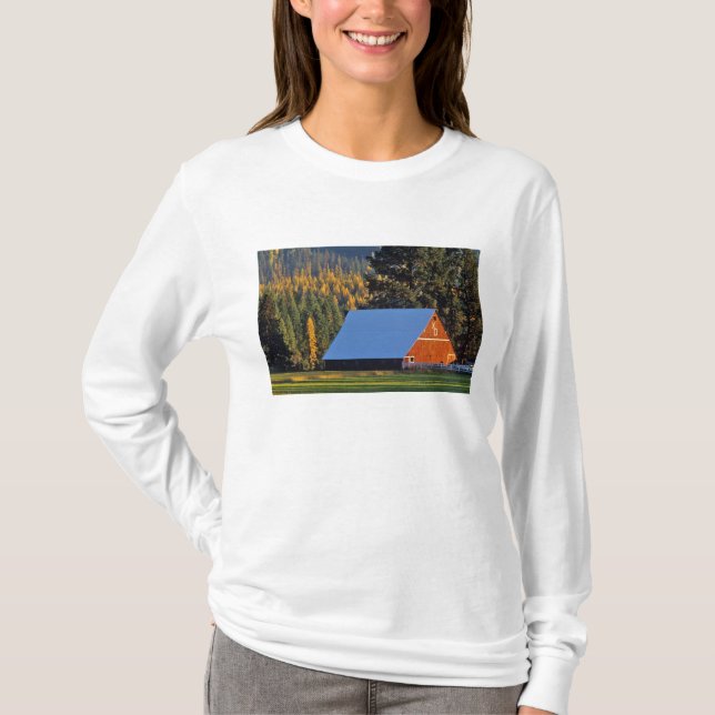 Camiseta Un granero rojo cultivado construyó en 1911 cerca (Anverso)