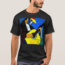 Camiseta Un guitarrista cubista. Texto editable.