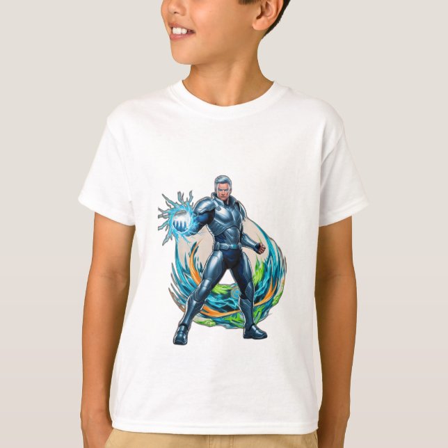 Camiseta Un héroe desatando una poderosa ola de energía (Anverso)