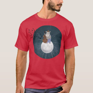Camiseta Un hipopótamo lindo tocando el violín en la luna