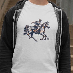 Camiseta Un Hombre Caballero En Un Icono De Caballo En El M