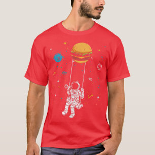 Camiseta Un hombre espacial golpeando una hamburguesa, plan