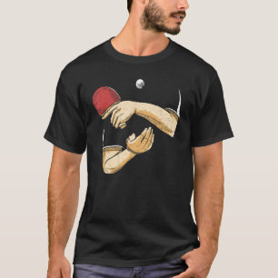 Camiseta un hombre joven de ping pong balanceando su bate e