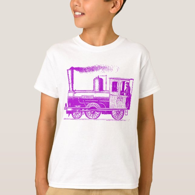 Camiseta Un hombre y el suyo tren - púrpura (Anverso)