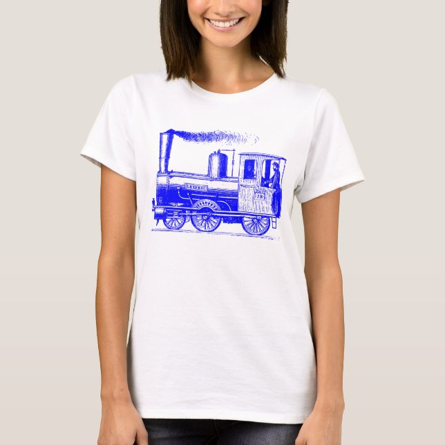 Camiseta Un hombre y su tren - Azul (Anverso)