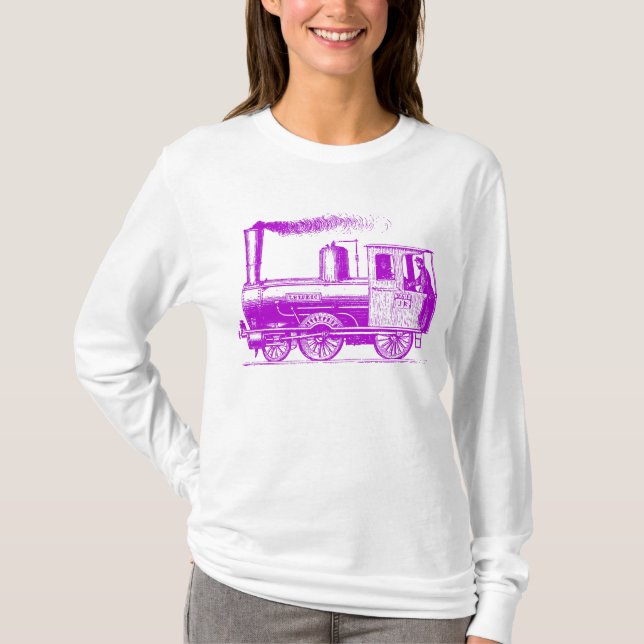 Camiseta Un hombre y su tren - morado (Anverso)
