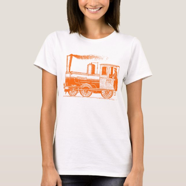 Camiseta Un hombre y su tren - Naranja (Anverso)