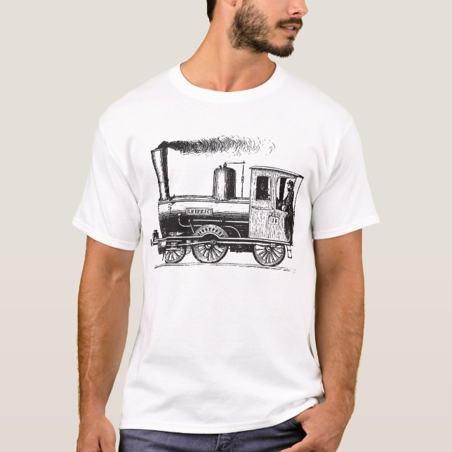 Camiseta Un hombre y su tren - Negro (Anverso)