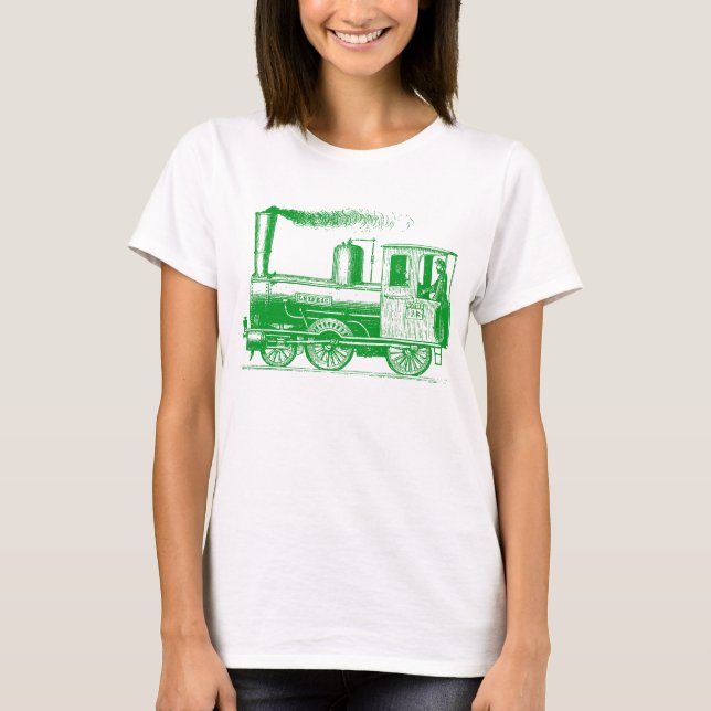 Camiseta Un hombre y su tren - Verde de hierba (Anverso)