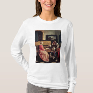 Camiseta Un hombre y una mujer asentados por un Virginal,