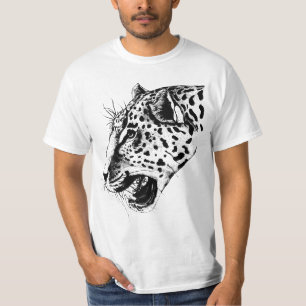 Camiseta Un Ilustracion de leopardo de manos blancas y negr