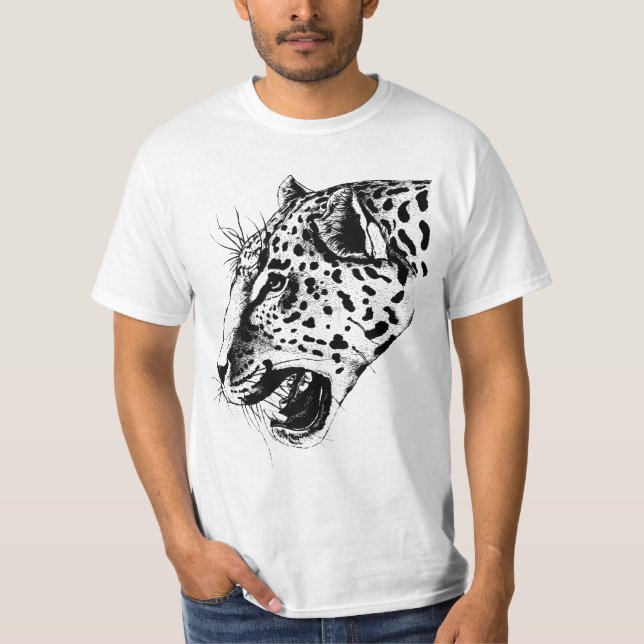 Camiseta Un Ilustracion de leopardo de manos blancas y negr (Anverso)