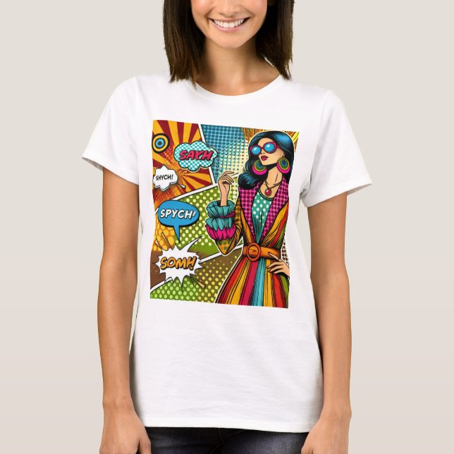 Camiseta Un ilustracion de moda al estilo retro del pop (Anverso)