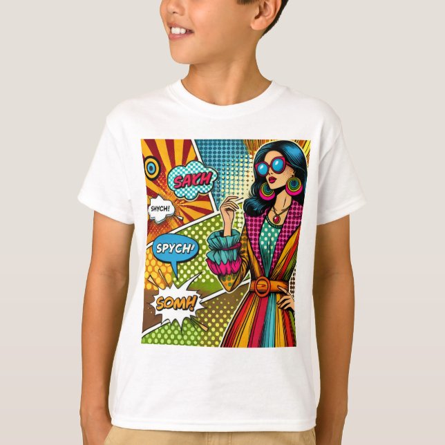 Camiseta Un ilustracion de moda al estilo retro del pop (Anverso)