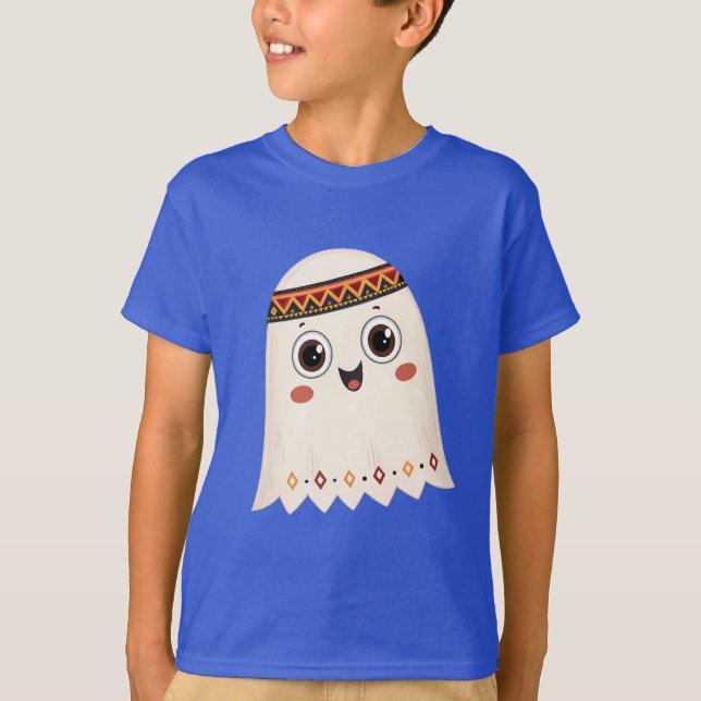 Camiseta Un ilustracion de un fantasma lindo con una sonris (Anverso)