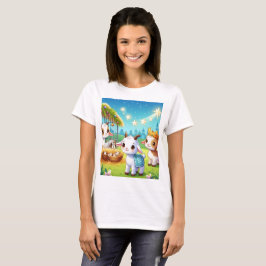 Camiseta un ilustracion personalizado de una granja con tre