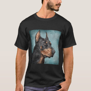 Camiseta Un Impresionante Doberman Negro Y Oro En