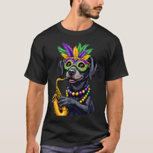 Camiseta Un ingenioso negro labrador que juega Mamáes saxof