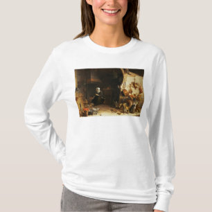 Camiseta Un interior de la cocina con un chica de criado