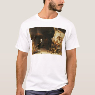 Camiseta Un interior de la cocina con un chica de criado