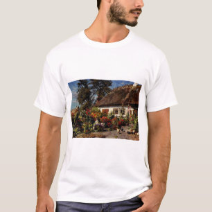Camiseta Un jardín de cottage con gallinas de Peder Monsted