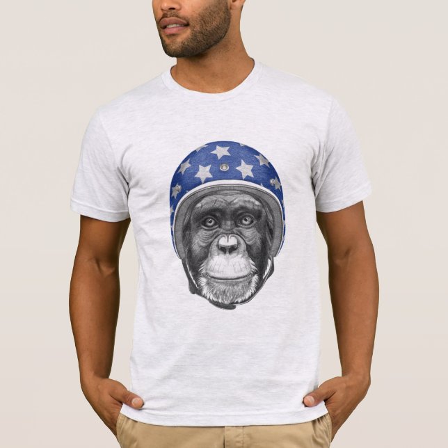 Camiseta Un jinete de la motocicleta del chimpancé (Anverso)