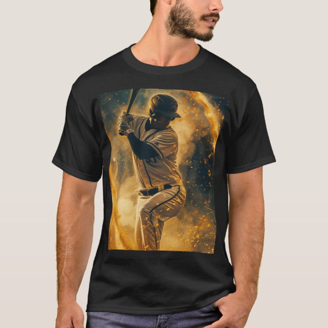 Camiseta Un jugador de béisbol a mitad de camino. Está rode (Anverso)