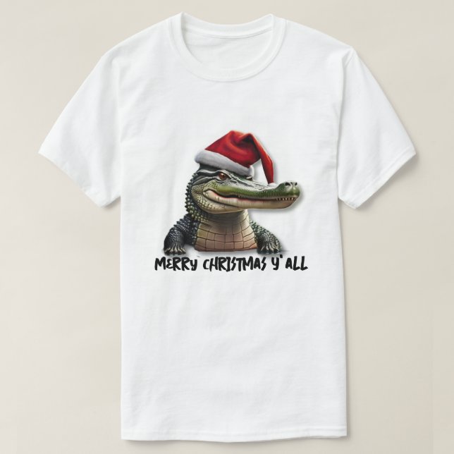 Camiseta Un lagarto divertido en Santa Hat (Diseño del anverso)