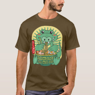 Camiseta Un lagarto lindo comiendo fideos Ramen japonés Kaw