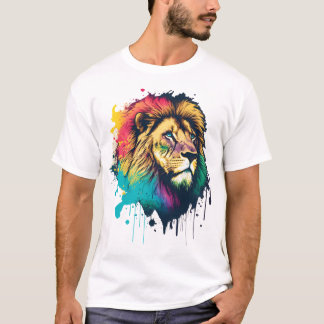Camiseta Un león colorido