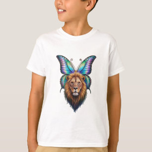 Camiseta Un león con alas de mariposa.