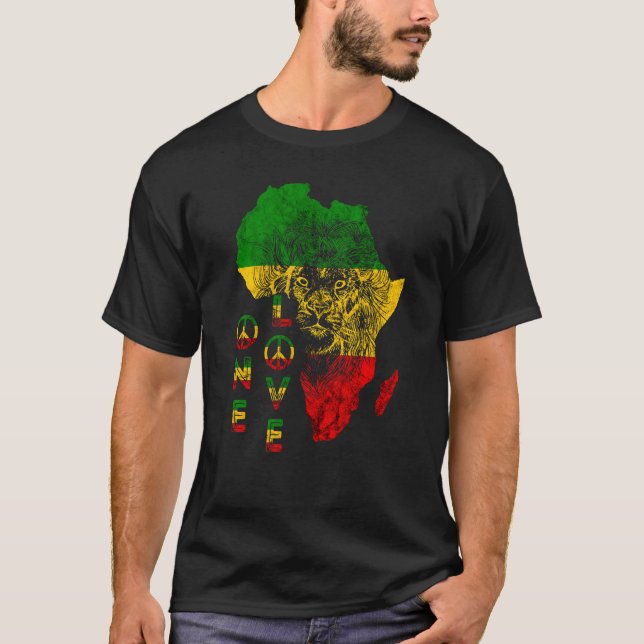 Camiseta Un León De Amor Rasta Reggae Africa Mapa De León D (Anverso)