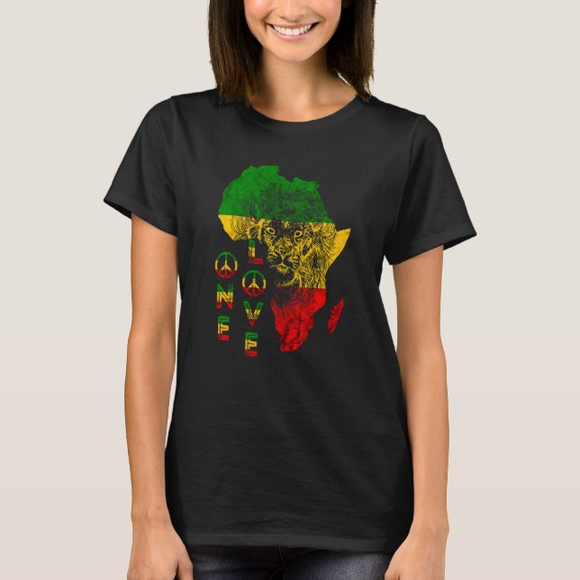 Camiseta Un León De Amor Rasta Reggae Africa Mapa De León D (Anverso)